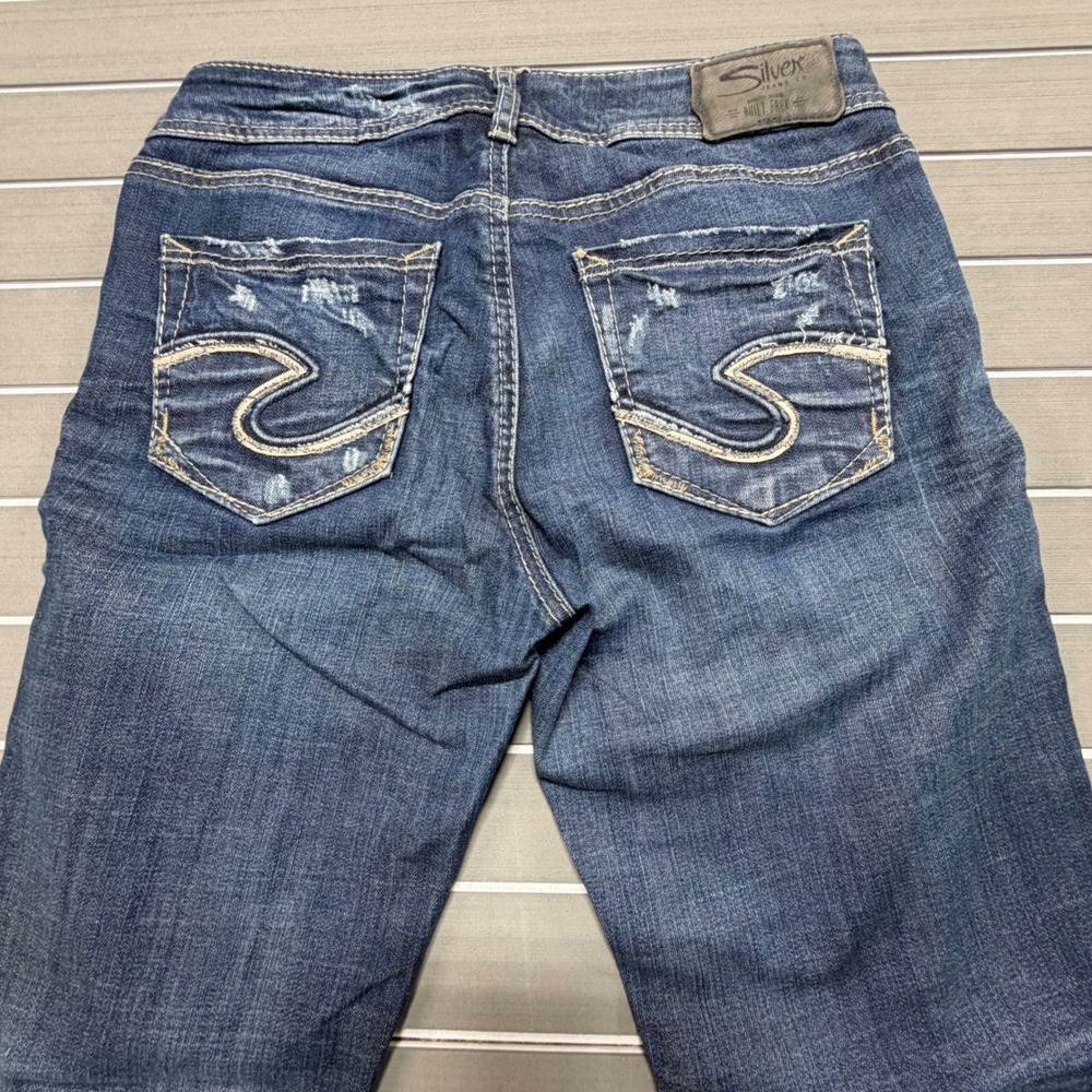 Silver Jeans Co Suki Ankle Slim Distressed Dark Wash Jeans W28 L27 Hemmed